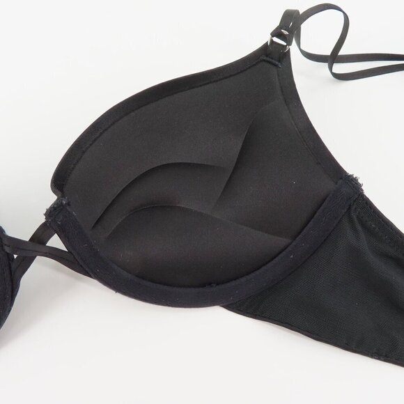 Aerie 32B Maddie Push Up Bra Padded Underwire Strappy Straps Solid Black Women - Picture 10 of 15